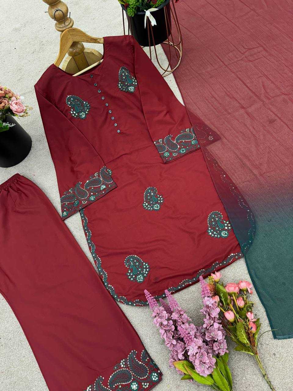 Ynf Crepe Silk KESH499 011 Suits & Dresses Wedding Collections Festive Collections Wholesale Palazzo Suit Embroidered Dresses Silk Dresses Manufacturer
