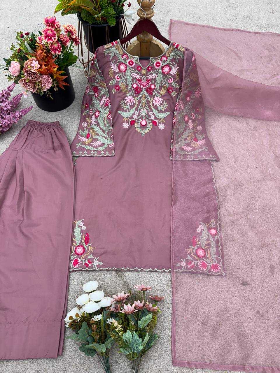 Ynf Crepe Silk KESH499 860 Suits & Dresses Wedding Collections Festive Collections Wholesale Embroidery Suits Ladies Silk Suit Wedding Outfits Manufacturer