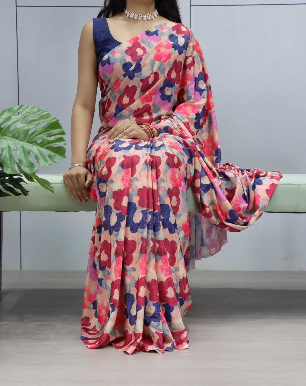 Ynf Crepe Silk RIN119 1205 Sarees Wholesale Printed Sarees Crape Satin Sarees Floral Sarees Manufacturer