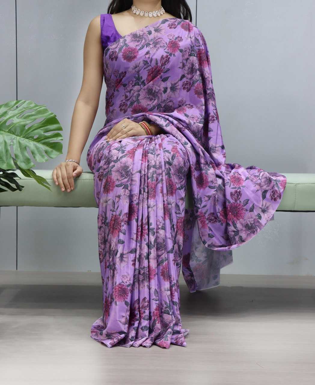 Ynf Crepe Silk RIN119 1205 Sarees Wholesale Printed Sarees Crape Satin Sarees Floral Sarees Manufacturer