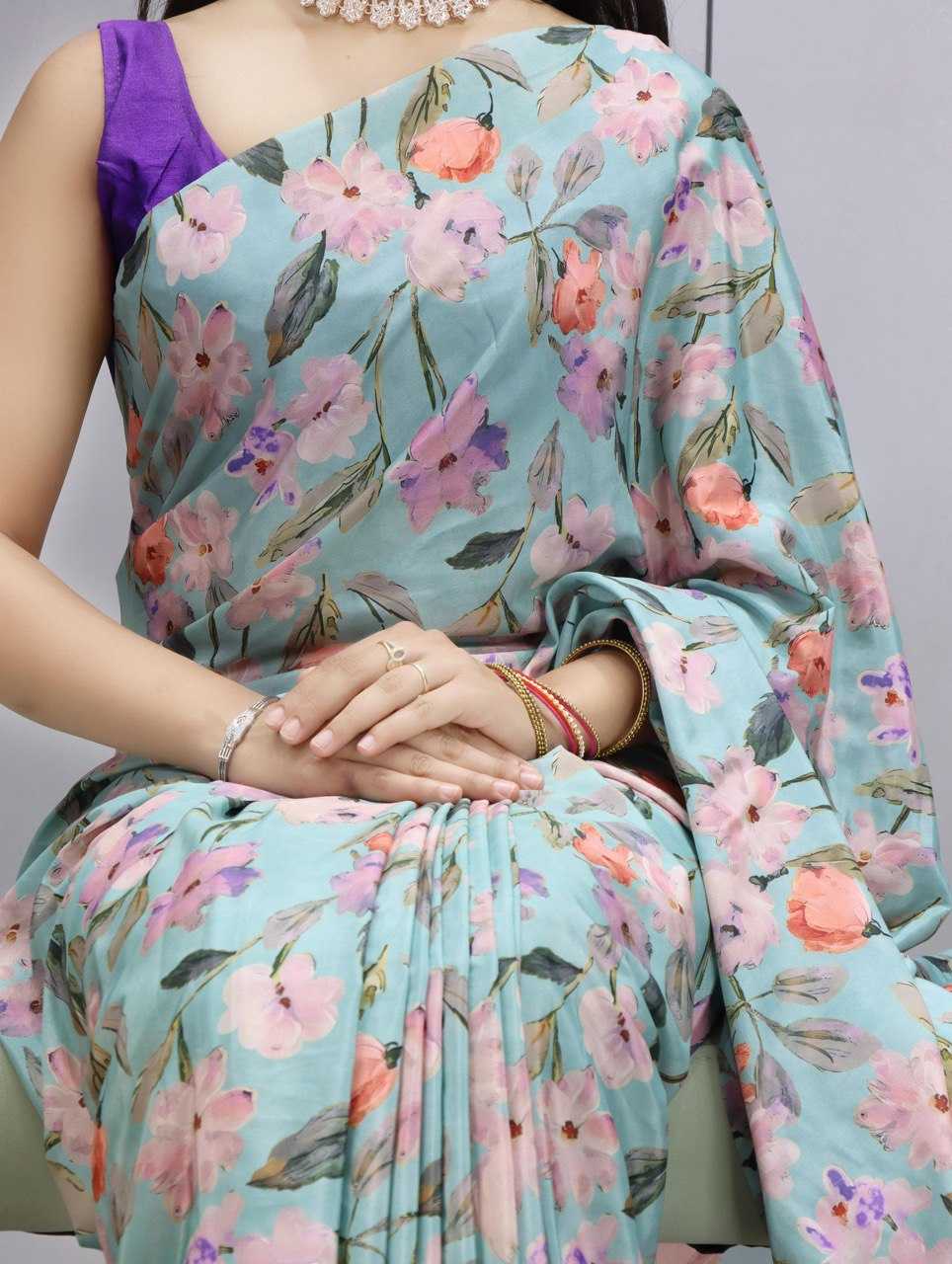 Ynf Crepe Silk RIN119 1205 Sarees Wholesale Printed Sarees Crape Satin Sarees Floral Sarees Manufacturer