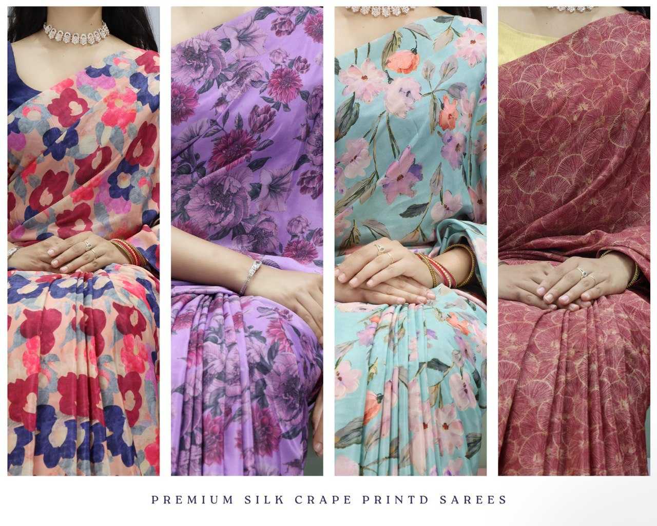 Ynf Crepe Silk RIN119 1205 Sarees Wholesale Printed Sarees Crape Satin Sarees Floral Sarees Manufacturer