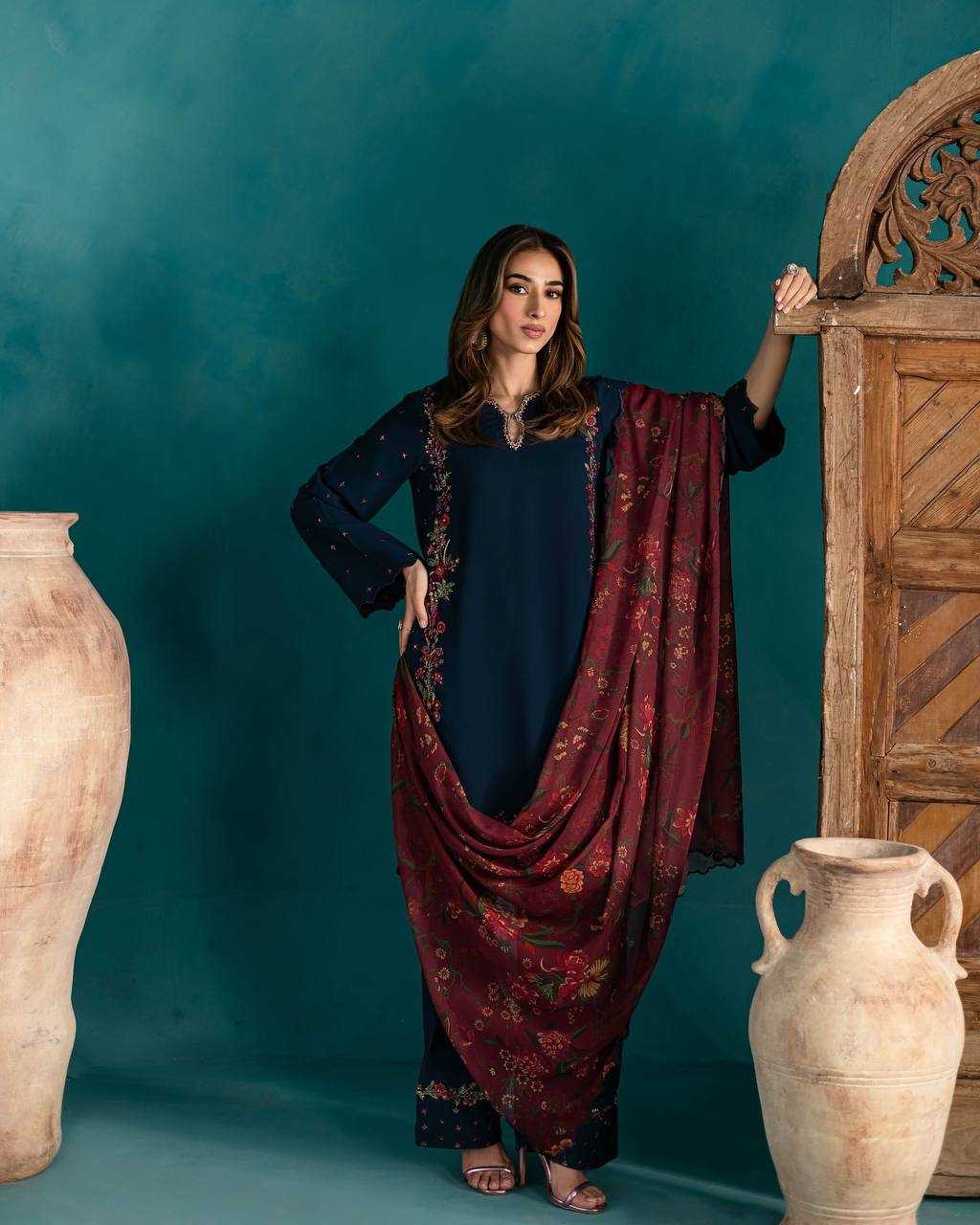 Ynf Crepe Silk RIN197 4720 Suits & Dresses Wholesale Embroidery Suits Bridal Suits Designer Suits Manufacturer