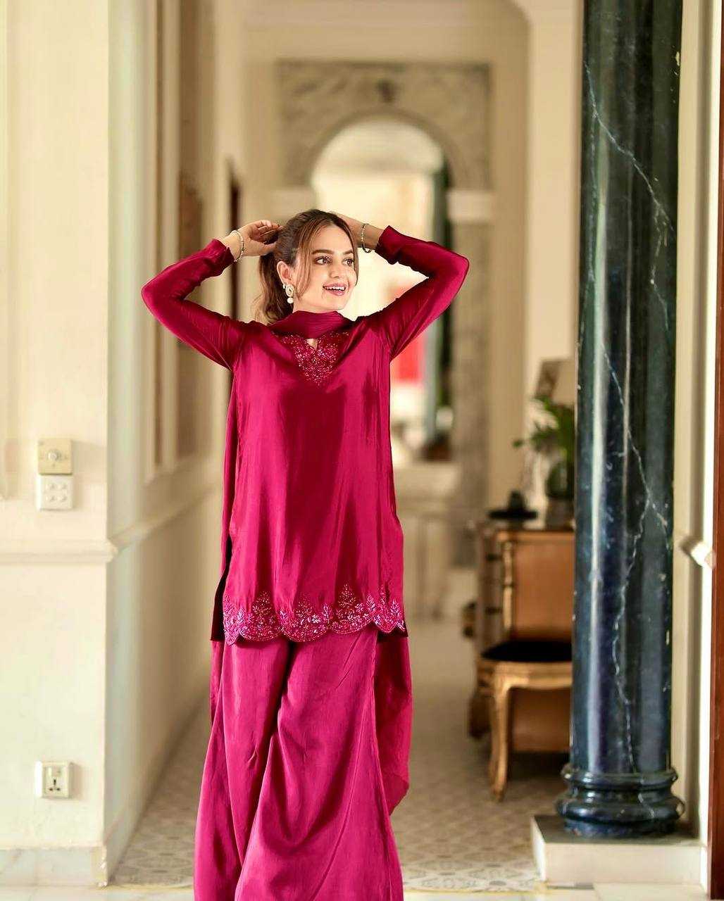 Ynf Crepe Silk RIN197 4795 Suits & Dresses Wholesale Ladies Silk Suit Bridal Suits Designer Suits Manufacturer
