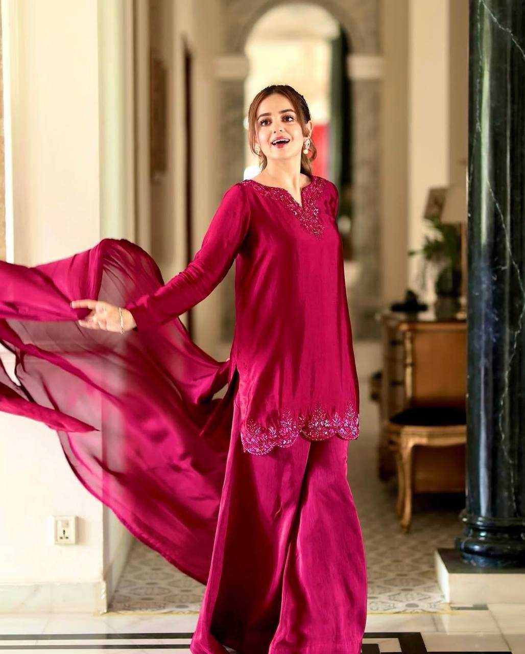 Ynf Crepe Silk RIN197 4795 Suits & Dresses Wholesale Ladies Silk Suit Bridal Suits Designer Suits Manufacturer