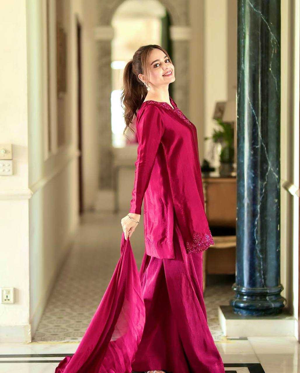 Ynf Crepe Silk RIN197 4795 Suits & Dresses Wholesale Ladies Silk Suit Bridal Suits Designer Suits Manufacturer