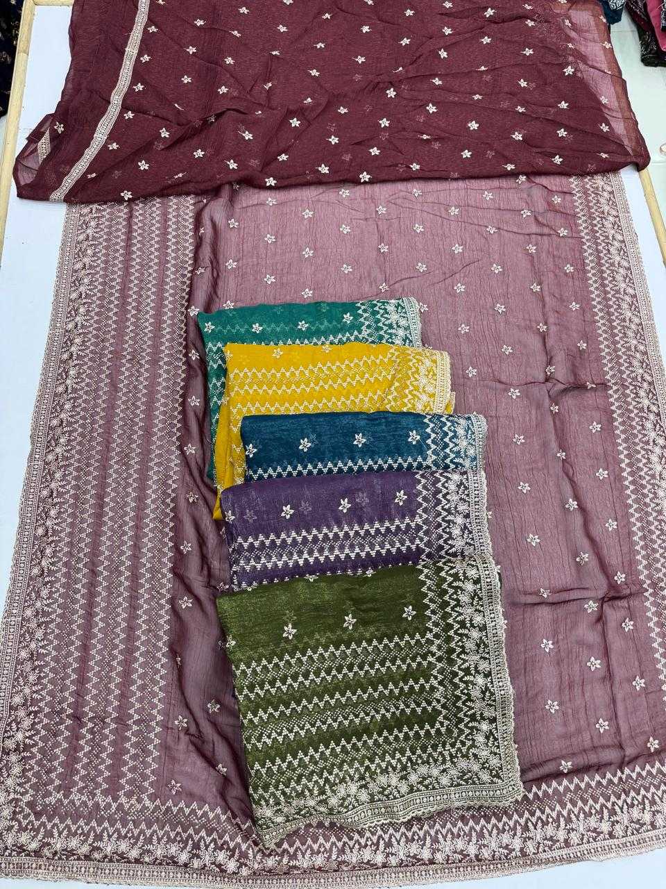 Ynf Crunchi KESH114 4793 Sarees Wedding Collections Festive Collections Wholesale Embroidered Sarees Stone Work Saree Zari Border Sarees Manufacturer