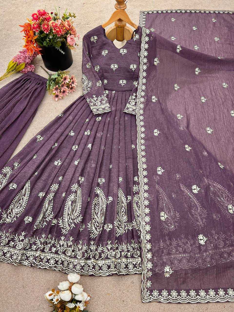 Ynf Crunchi KESH499 5283 Suits & Dresses Wedding Collections Festive Collections Wholesale Embroidery Suits Palazzo Suit Ladies Silk Suit Manufacturer