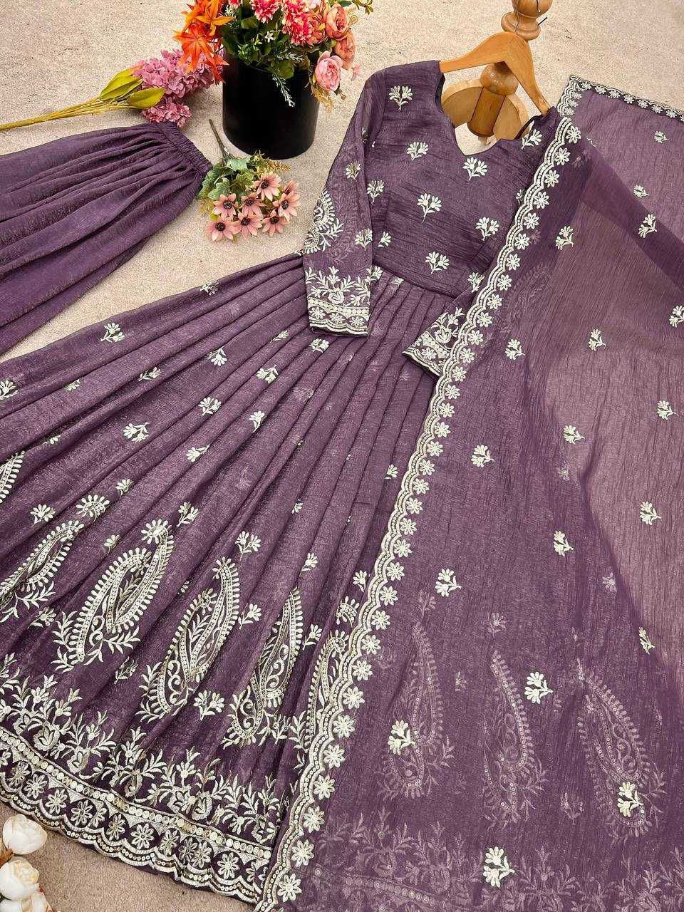Ynf Crunchi KESH499 5283 Suits & Dresses Wedding Collections Festive Collections Wholesale Embroidery Suits Palazzo Suit Ladies Silk Suit Manufacturer