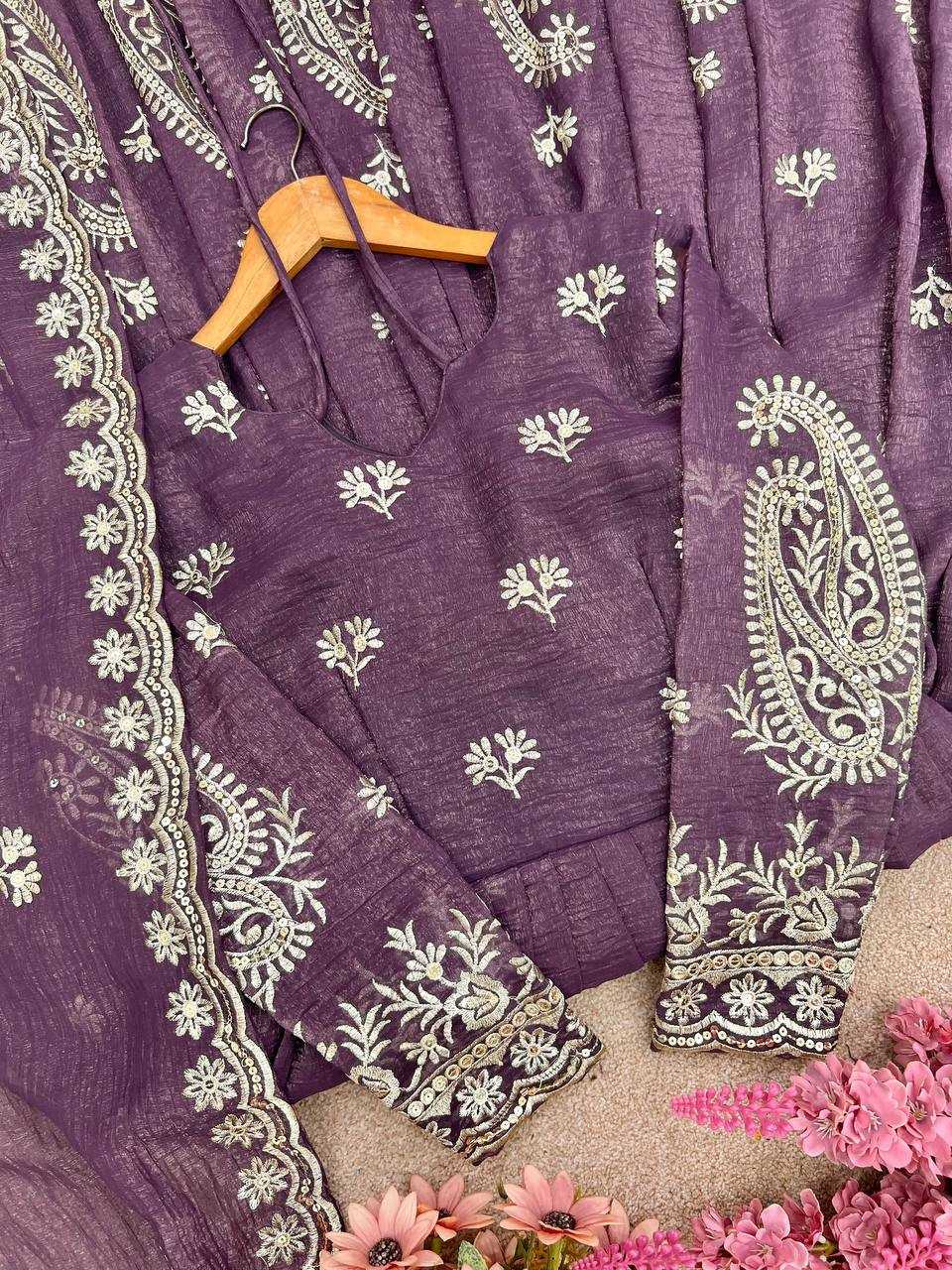 Ynf Crunchi KESH499 5283 Suits & Dresses Wedding Collections Festive Collections Wholesale Embroidery Suits Palazzo Suit Ladies Silk Suit Manufacturer