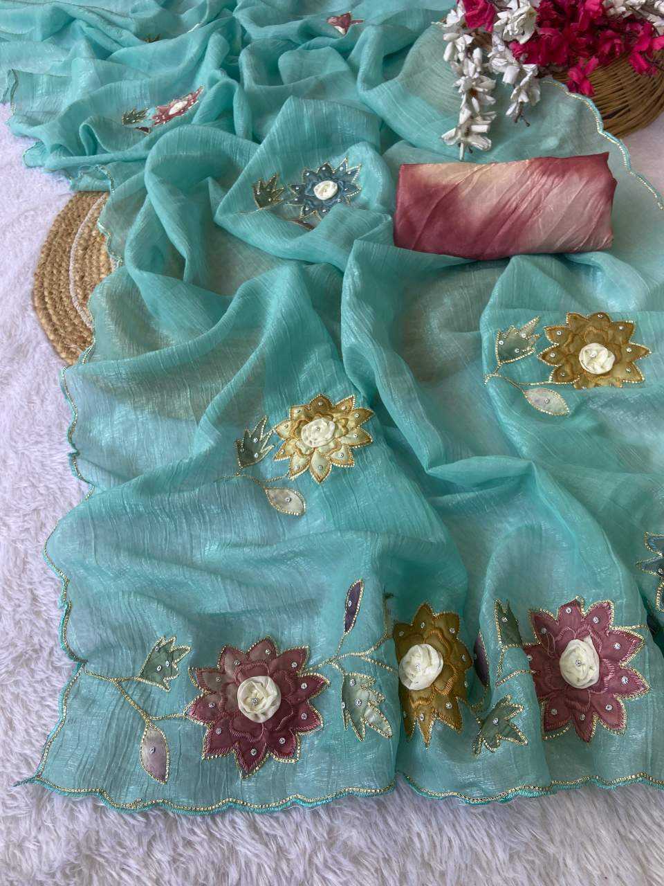 Ynf Crunchi KESH514 145 Sarees Wholesale Designer Sarees Hand Work Sarees Manufacturer
