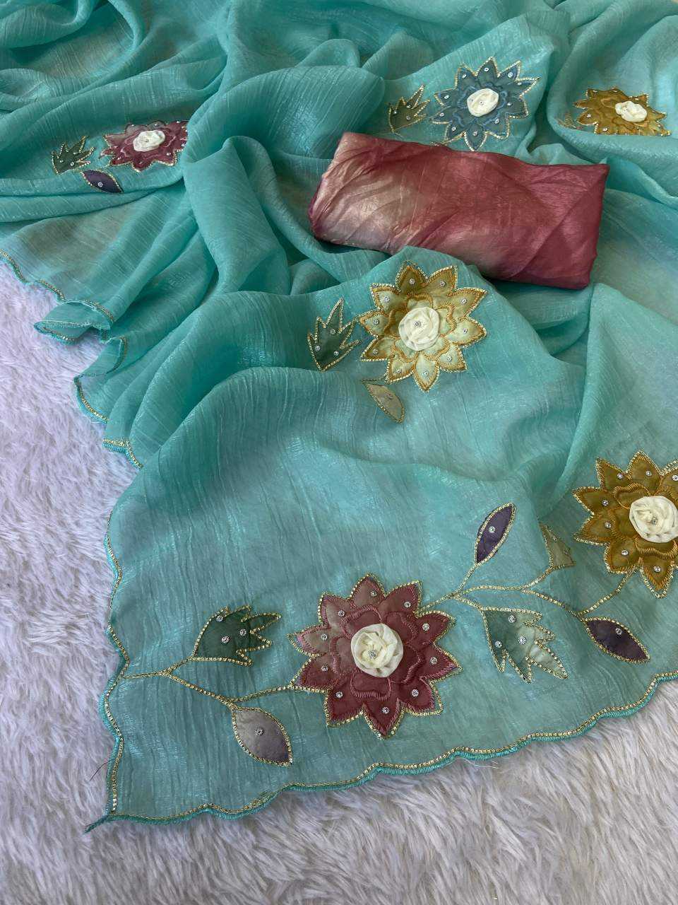 Ynf Crunchi KESH514 145 Sarees Wholesale Designer Sarees Hand Work Sarees Manufacturer