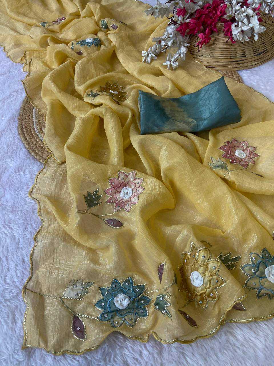 Ynf Crunchi KESH514 145 Sarees Wholesale Designer Sarees Hand Work Sarees Manufacturer