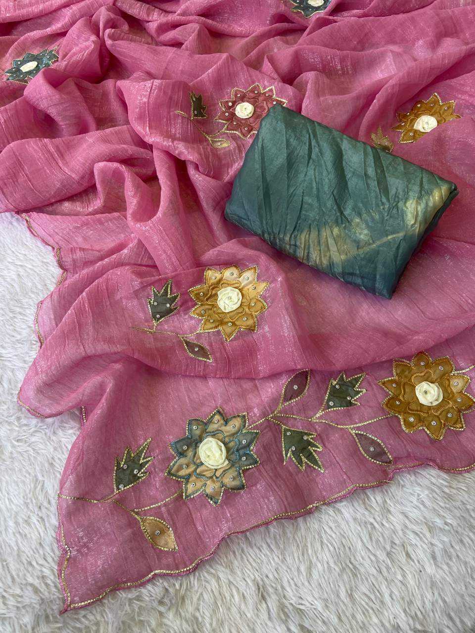 Ynf Crunchi KESH514 145 Sarees Wholesale Designer Sarees Hand Work Sarees Manufacturer