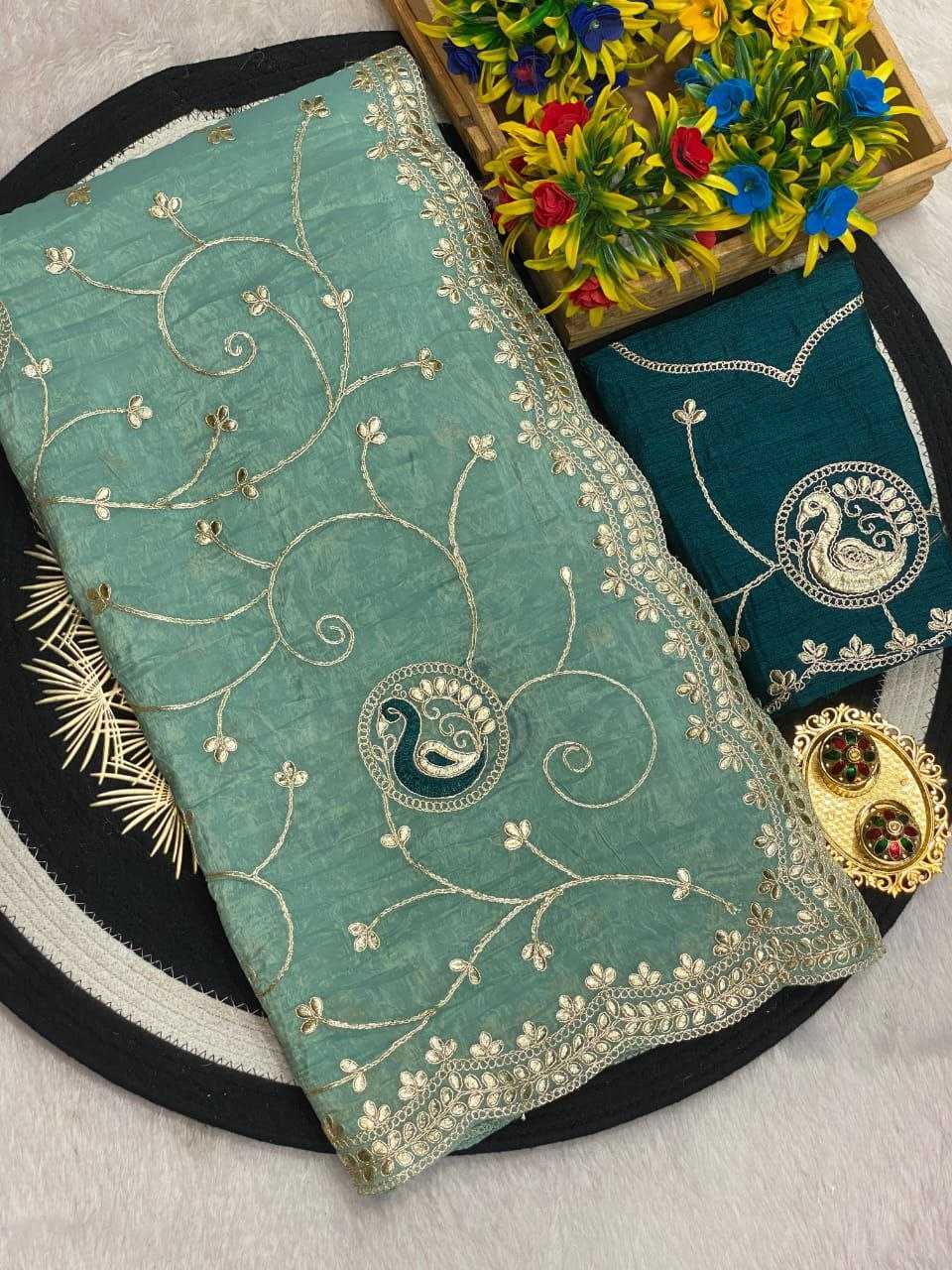 Ynf Crunchi RIN216 kayara Sarees Wholesale Party Wear Sarees Embroidered Sarees Butta Sarees Manufacturer