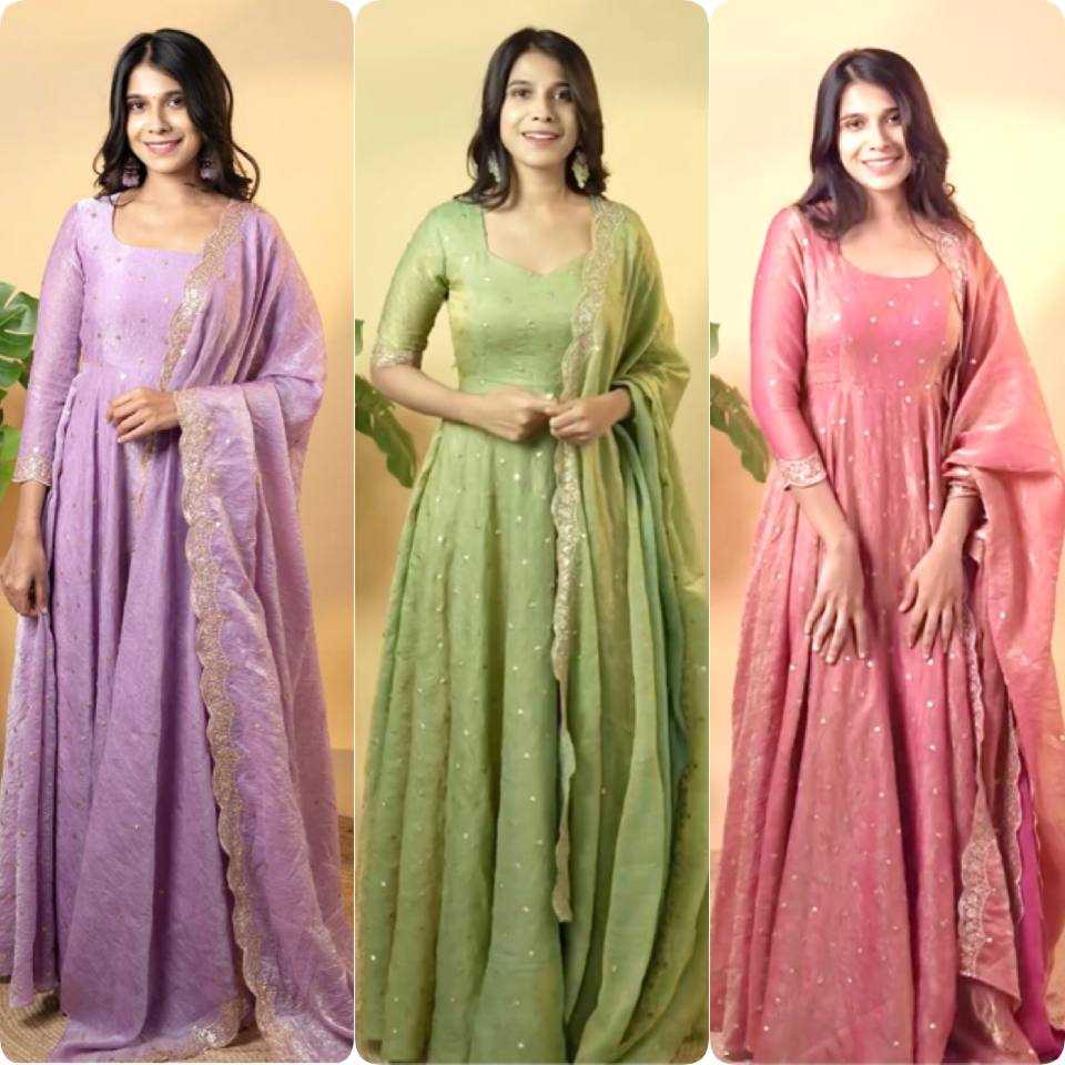 Ynf Crush Silk KESH141 1084 Gowns Wholesale Fancy Gowns Party Gowns Wedding Gown Manufacturer