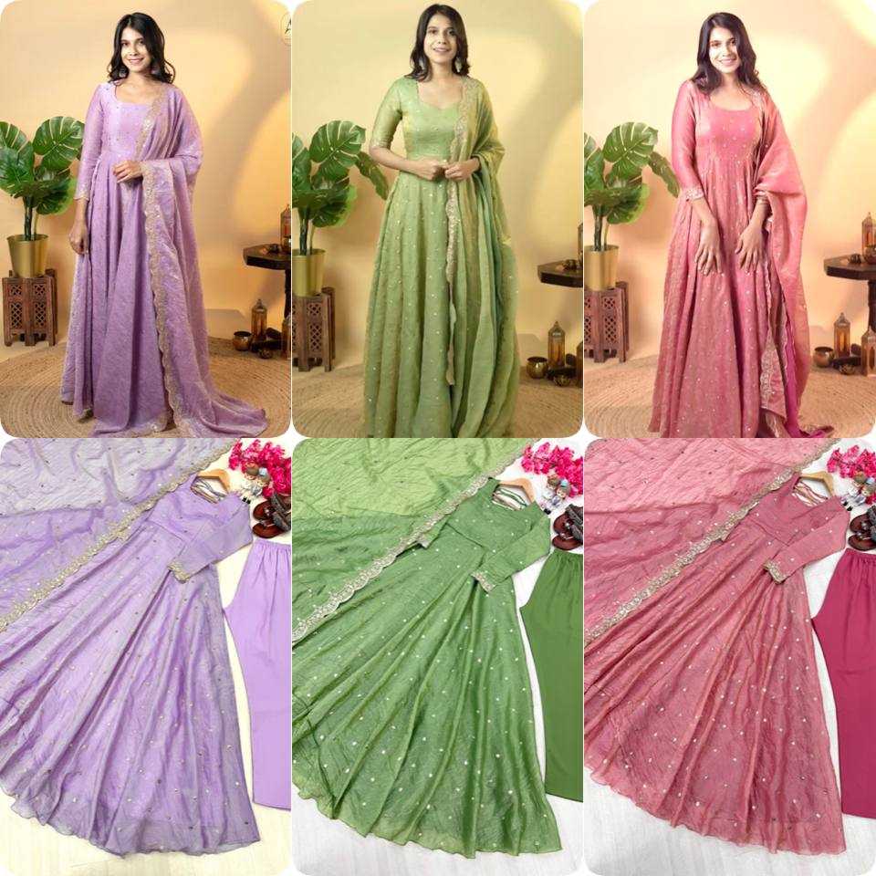 Ynf Crush Silk KESH141 1084 Gowns Wholesale Fancy Gowns Party Gowns Wedding Gown Manufacturer