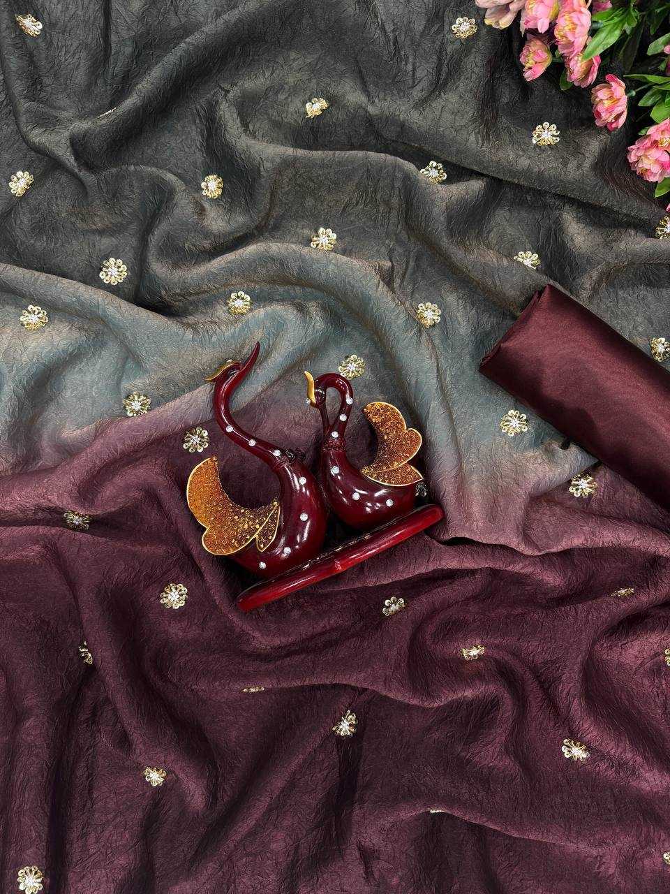 Ynf Crush Silk RIN151 5462 Sarees Wedding Collections Festive Collections Wholesale Designer Sarees Sequence Sarees Sarees With Blouse Manufacturer