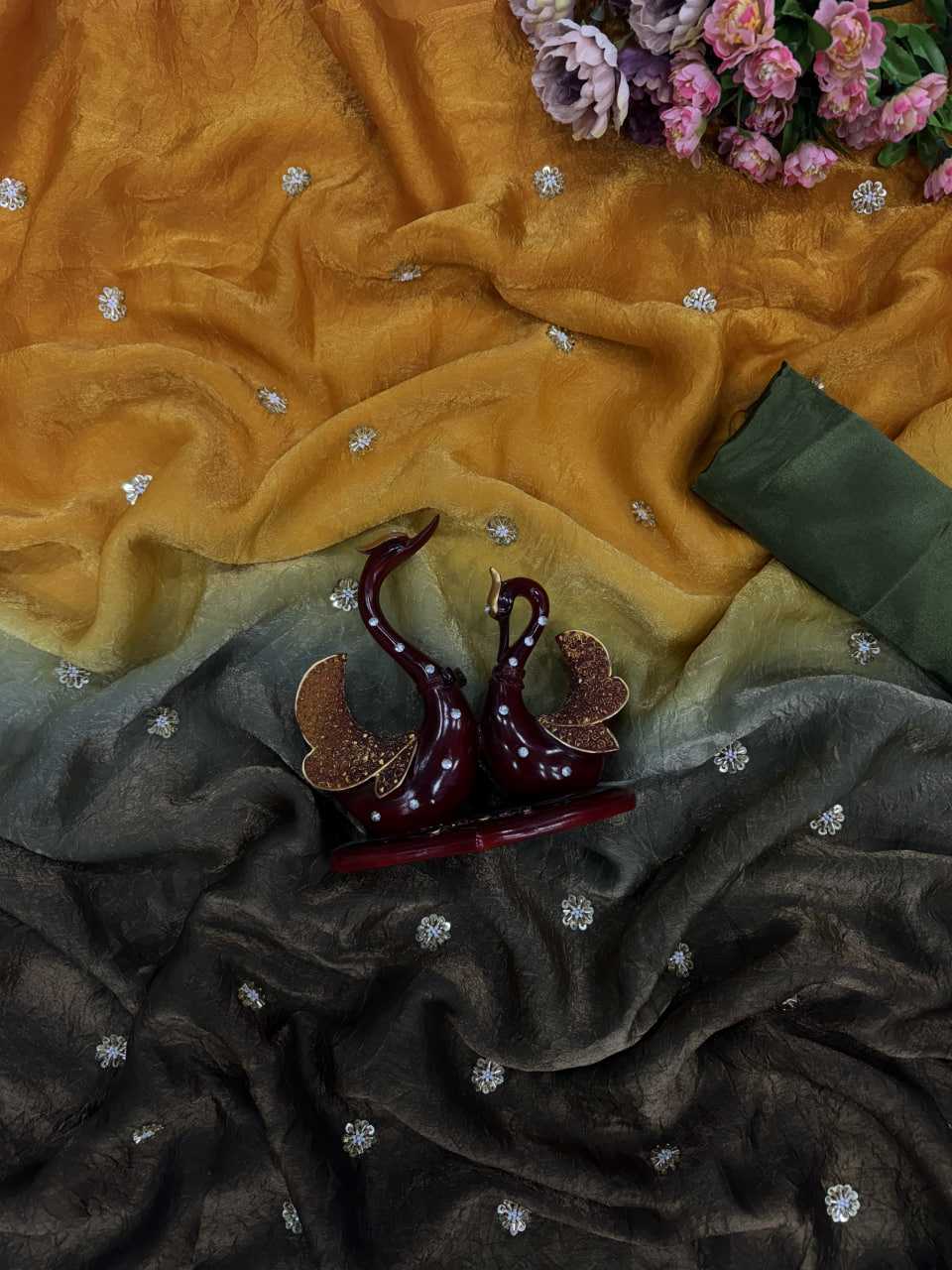 Ynf Crush Silk RIN151 5462 Sarees Wedding Collections Festive Collections Wholesale Designer Sarees Sequence Sarees Sarees With Blouse Manufacturer