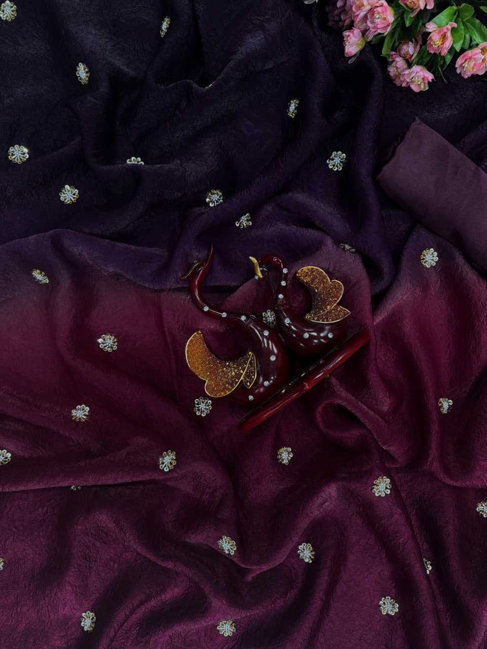 Ynf Crush Silk RIN151 5462 Sarees Wedding Collections Festive Collections Wholesale Designer Sarees Sequence Sarees Sarees With Blouse Manufacturer