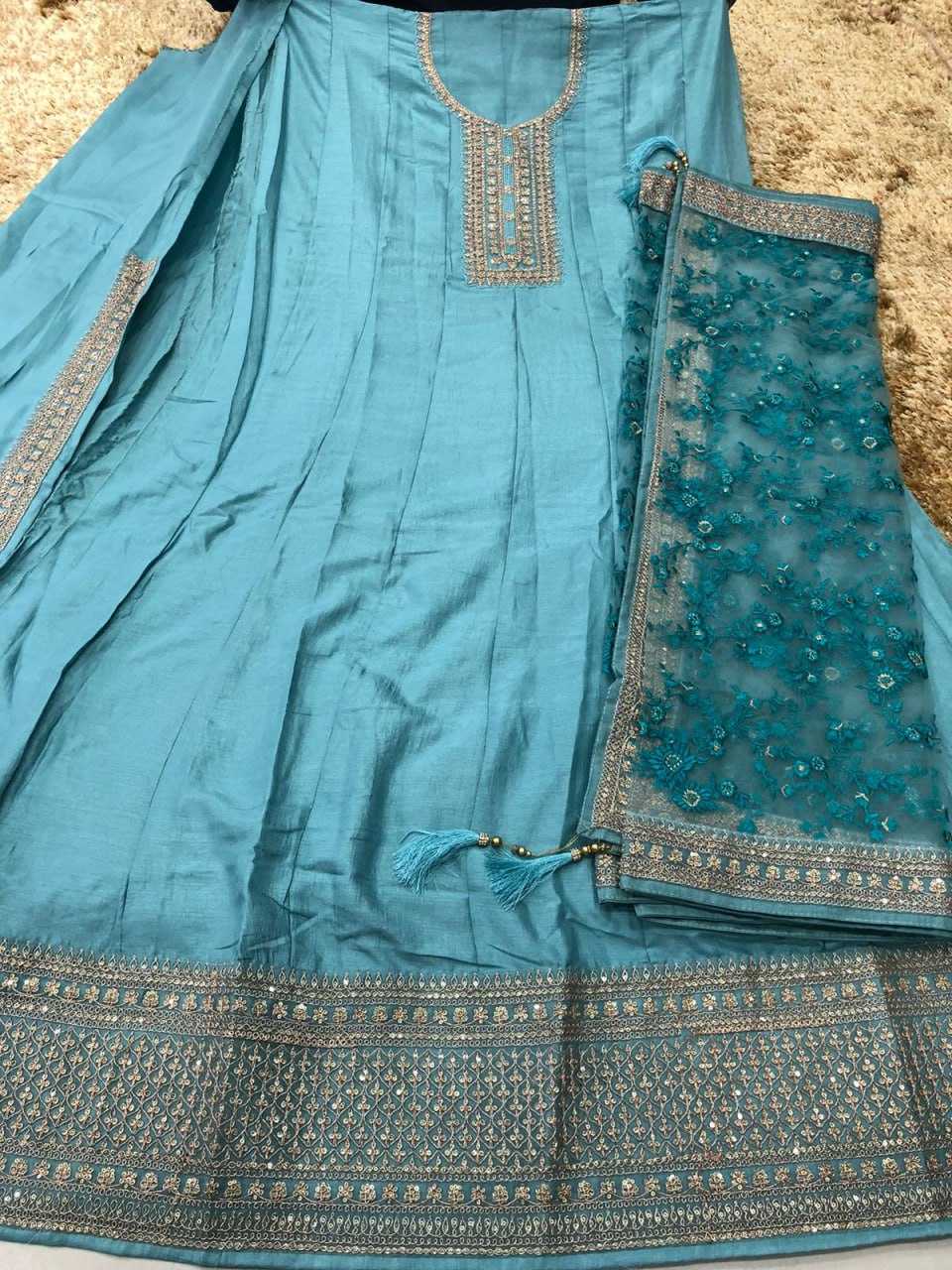 Ynf Dola Silk KESH504 Sheesh Mahal Gowns Wedding Collections Festive Collections Wholesale Embroidery Gowns Silk Gowns Gown With Dupatta Manufacturer