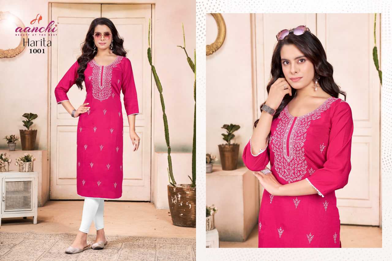 Ynf Fancy RIN190 AANCHI HARITA Setwise Collections Wholesale Kurtis Catalogs Manufacturer