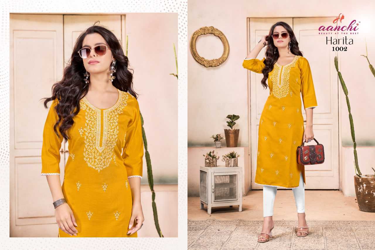 Ynf Fancy RIN190 AANCHI HARITA Setwise Collections Wholesale Kurtis Catalogs Manufacturer