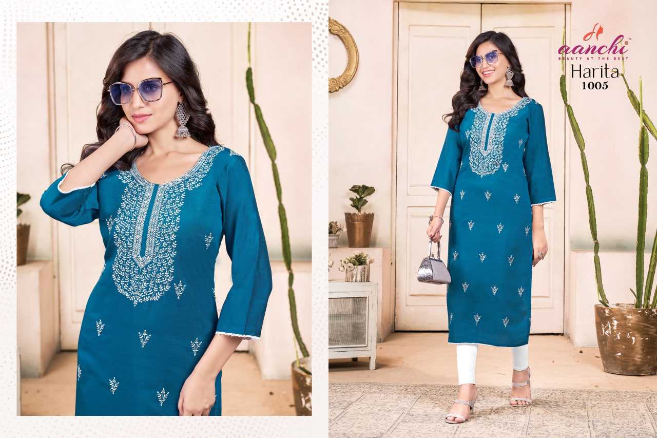 Ynf Fancy RIN190 AANCHI HARITA Setwise Collections Wholesale Kurtis Catalogs Manufacturer