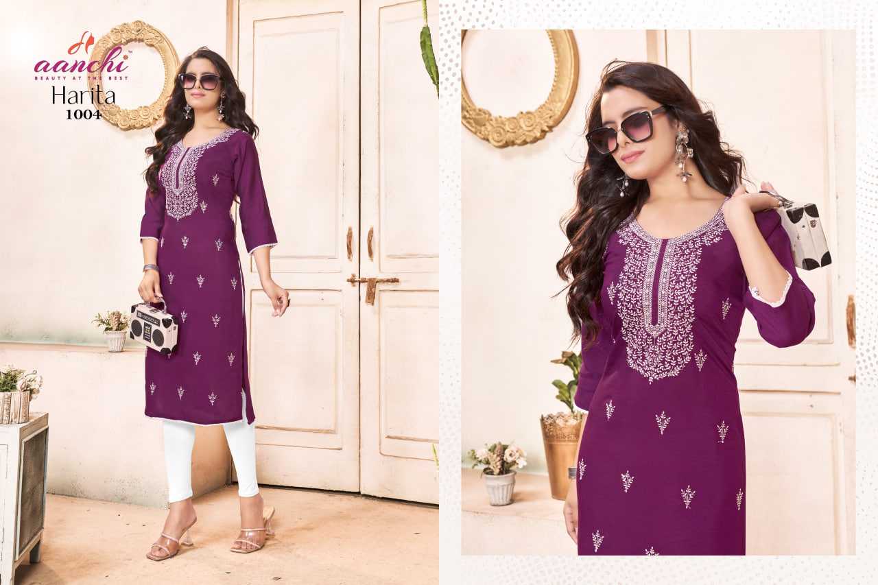 Ynf Fancy RIN190 AANCHI HARITA Setwise Collections Wholesale Kurtis Catalogs Manufacturer