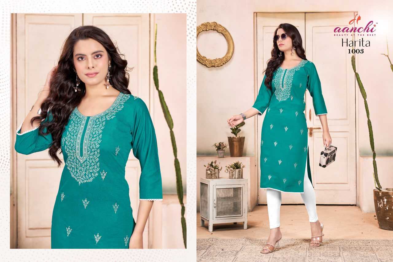 Ynf Fancy RIN190 AANCHI HARITA Setwise Collections Wholesale Kurtis Catalogs Manufacturer