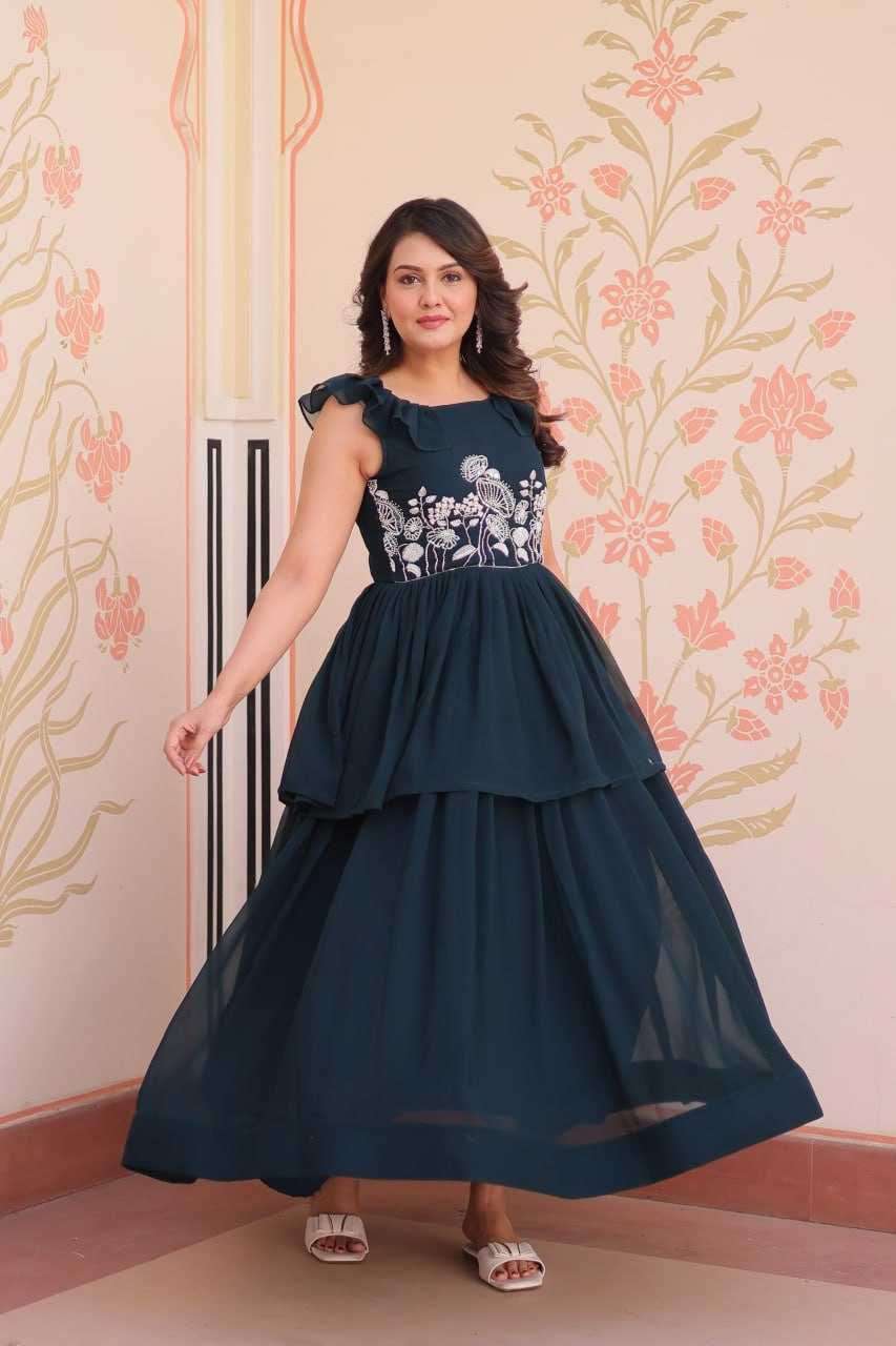 Ynf Faux Blooming KESH489 1175 Gowns Wholesale Fancy Gowns Embroidery Gowns Manufacturer