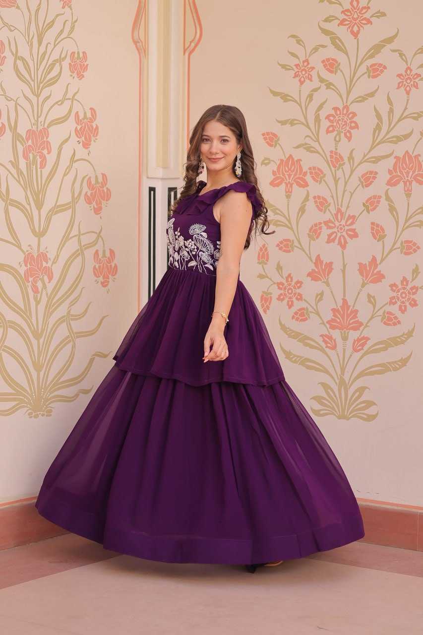 Ynf Faux Blooming KESH489 1175 Gowns Wholesale Fancy Gowns Embroidery Gowns Manufacturer