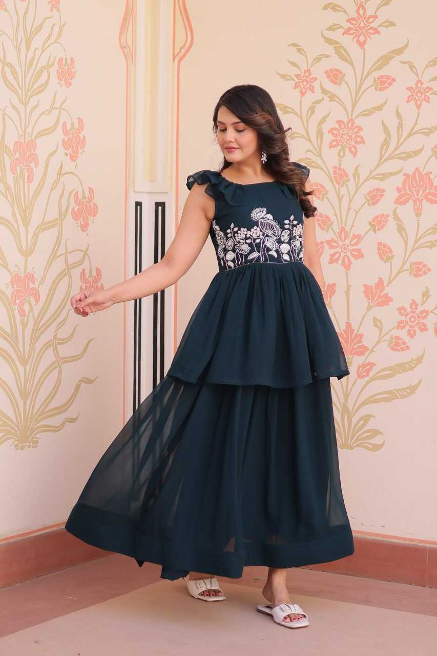 Ynf Faux Blooming KESH489 1175 Gowns Wholesale Fancy Gowns Embroidery Gowns Manufacturer