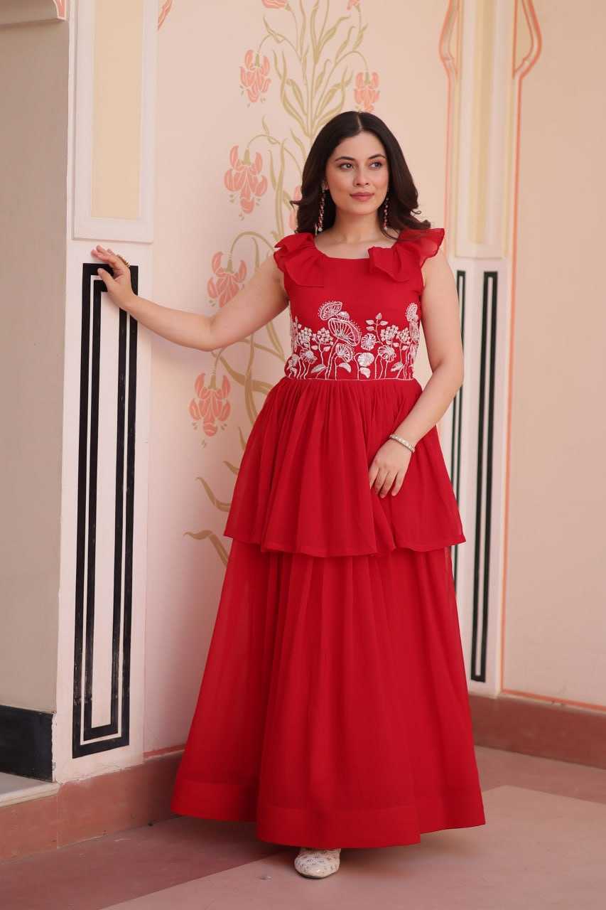 Ynf Faux Blooming KESH489 1175 Gowns Wholesale Fancy Gowns Embroidery Gowns Manufacturer