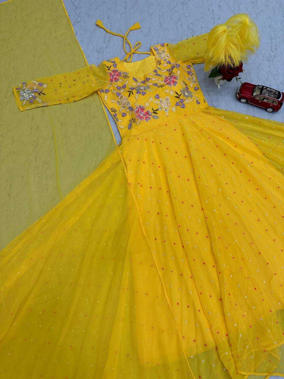 Ynf Faux Georgette KESH497 218 Gowns Wholesale Fancy Gowns Embroidery Gowns Designer Gowns Manufacturer