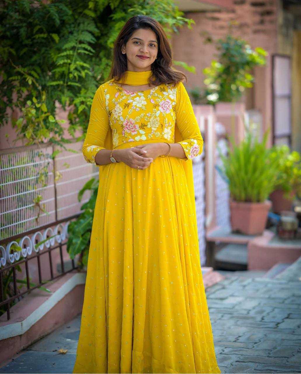 Ynf Faux Georgette KESH497 218 Gowns Wholesale Fancy Gowns Embroidery Gowns Designer Gowns Manufacturer