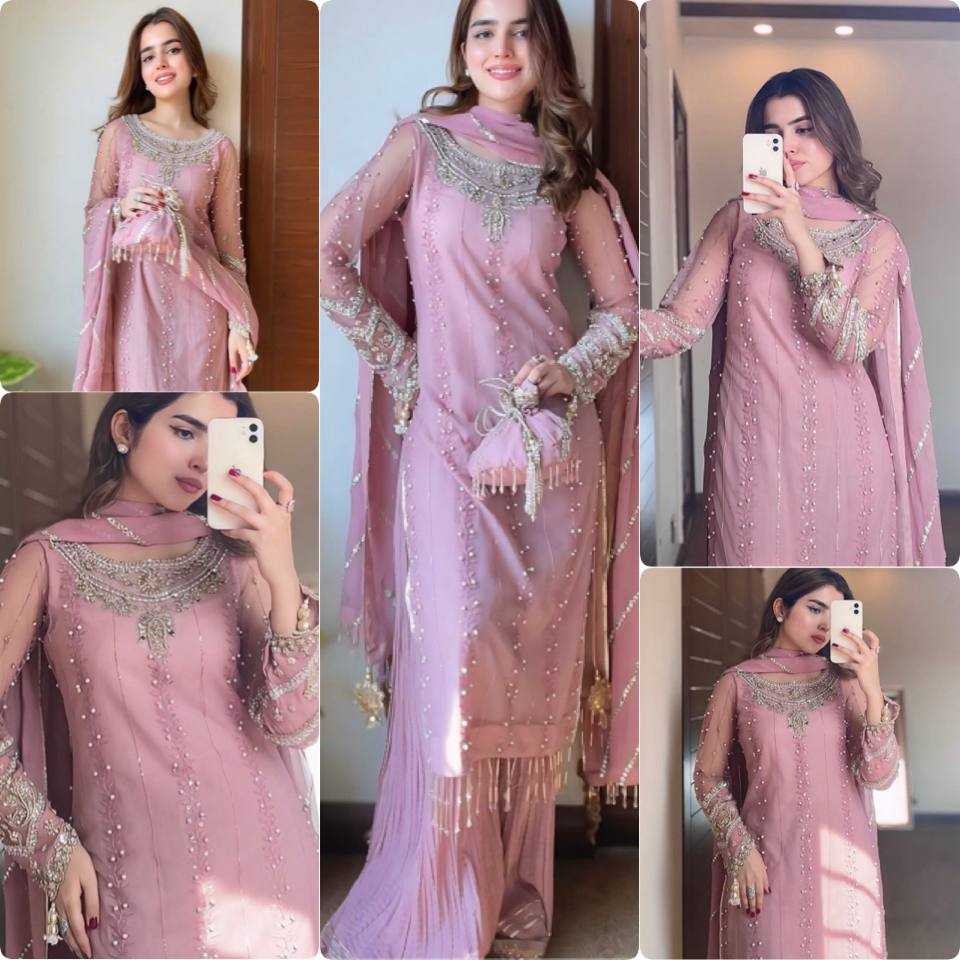 Ynf Faux Georgette KESH141 207 Suits & Dresses Wedding Collections Festive Collections Wholesale Embroidery Suits Palazzo Suit Georgette Suit Manufacturer