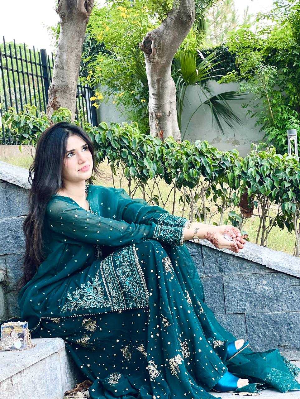 Ynf Faux Georgette KESH141 209 Suits & Dresses Wedding Collections Festive Collections Wholesale Palazzo Suit Georgette Suit Embroidered Suits Manufacturer