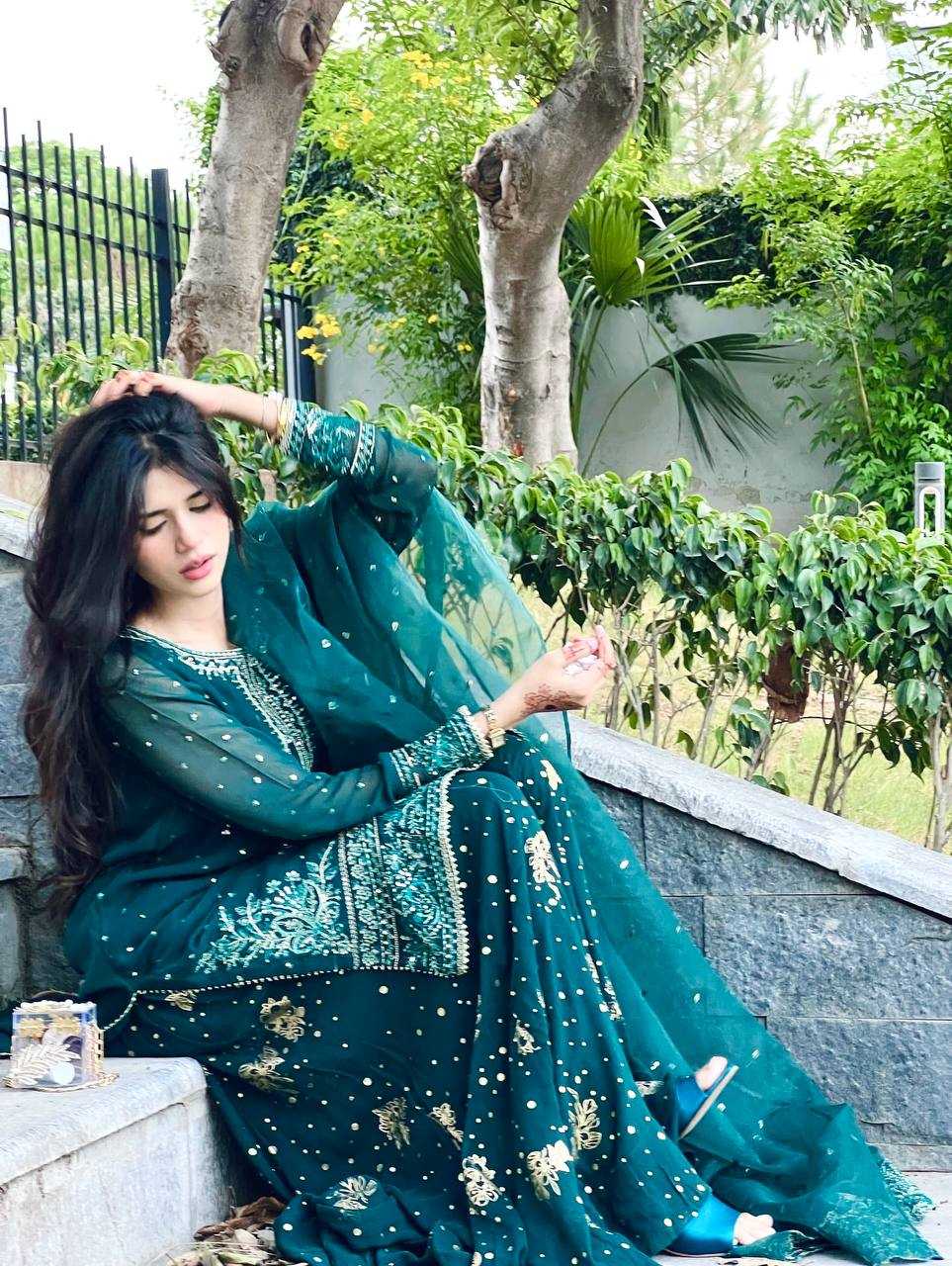 Ynf Faux Georgette KESH141 209 Suits & Dresses Wedding Collections Festive Collections Wholesale Palazzo Suit Georgette Suit Embroidered Suits Manufacturer
