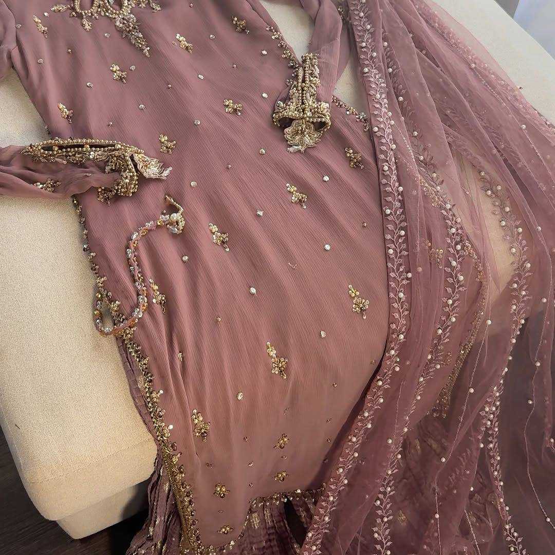 Ynf Faux Georgette KESH158 10098 Suits & Dresses Wedding Collections Festive Collections Wholesale Embroidery Suits Palazzo Suit Georgette Suit Manufacturer
