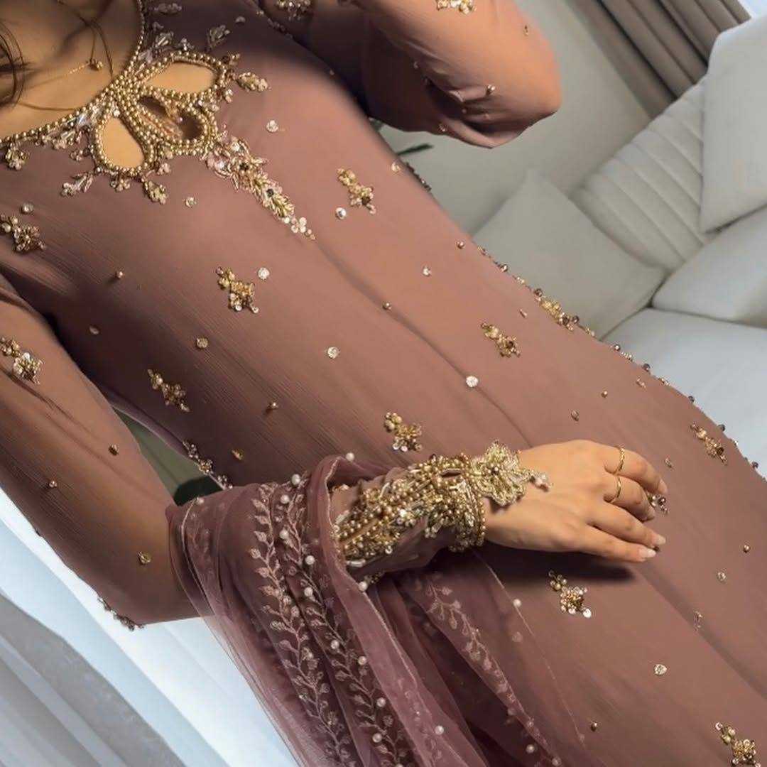 Ynf Faux Georgette KESH158 10098 Suits & Dresses Wedding Collections Festive Collections Wholesale Embroidery Suits Palazzo Suit Georgette Suit Manufacturer
