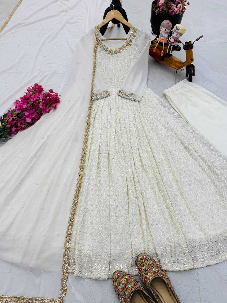 Ynf Faux Georgette KESH158 10100 Gowns Wedding Collections Festive Collections Wholesale Embroidery Gowns Georgette Gown Gown With Dupatta Manufacturer