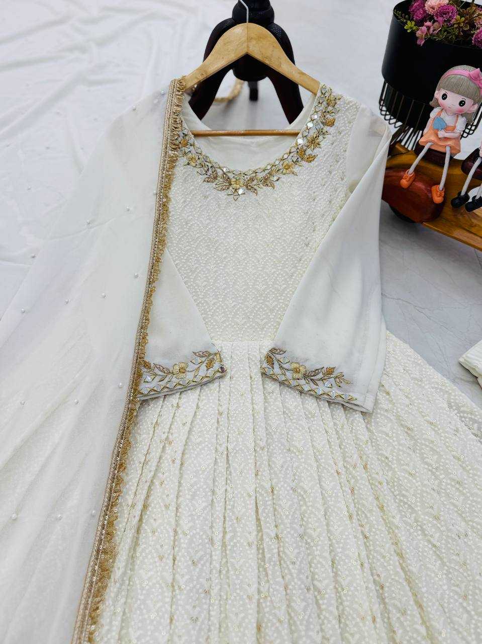 Ynf Faux Georgette KESH158 10100 Gowns Wedding Collections Festive Collections Wholesale Embroidery Gowns Georgette Gown Gown With Dupatta Manufacturer