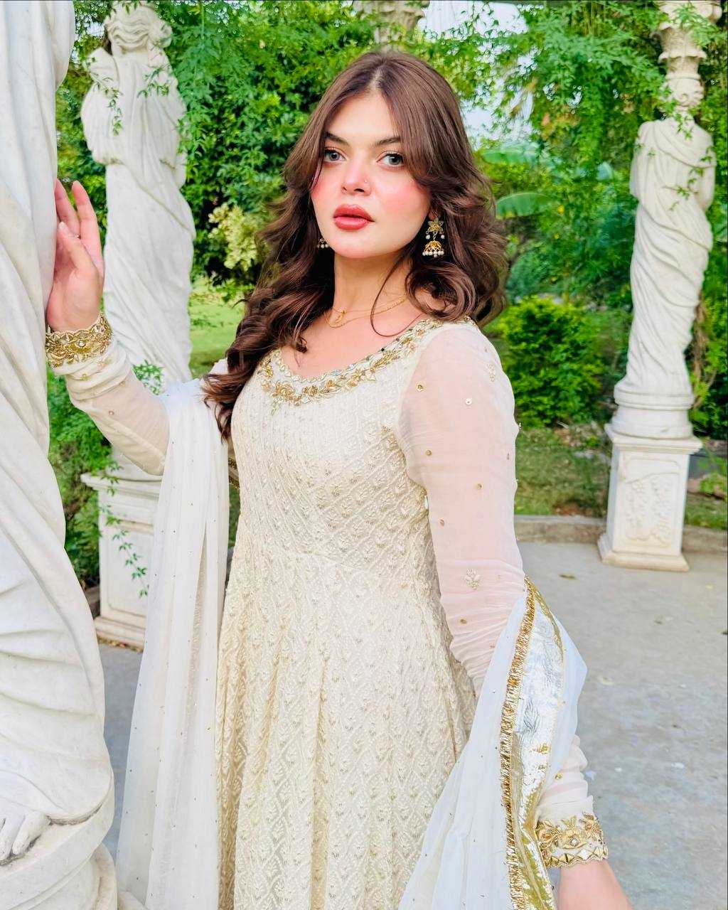 Ynf Faux Georgette KESH158 10100 Gowns Wedding Collections Festive Collections Wholesale Embroidery Gowns Georgette Gown Gown With Dupatta Manufacturer