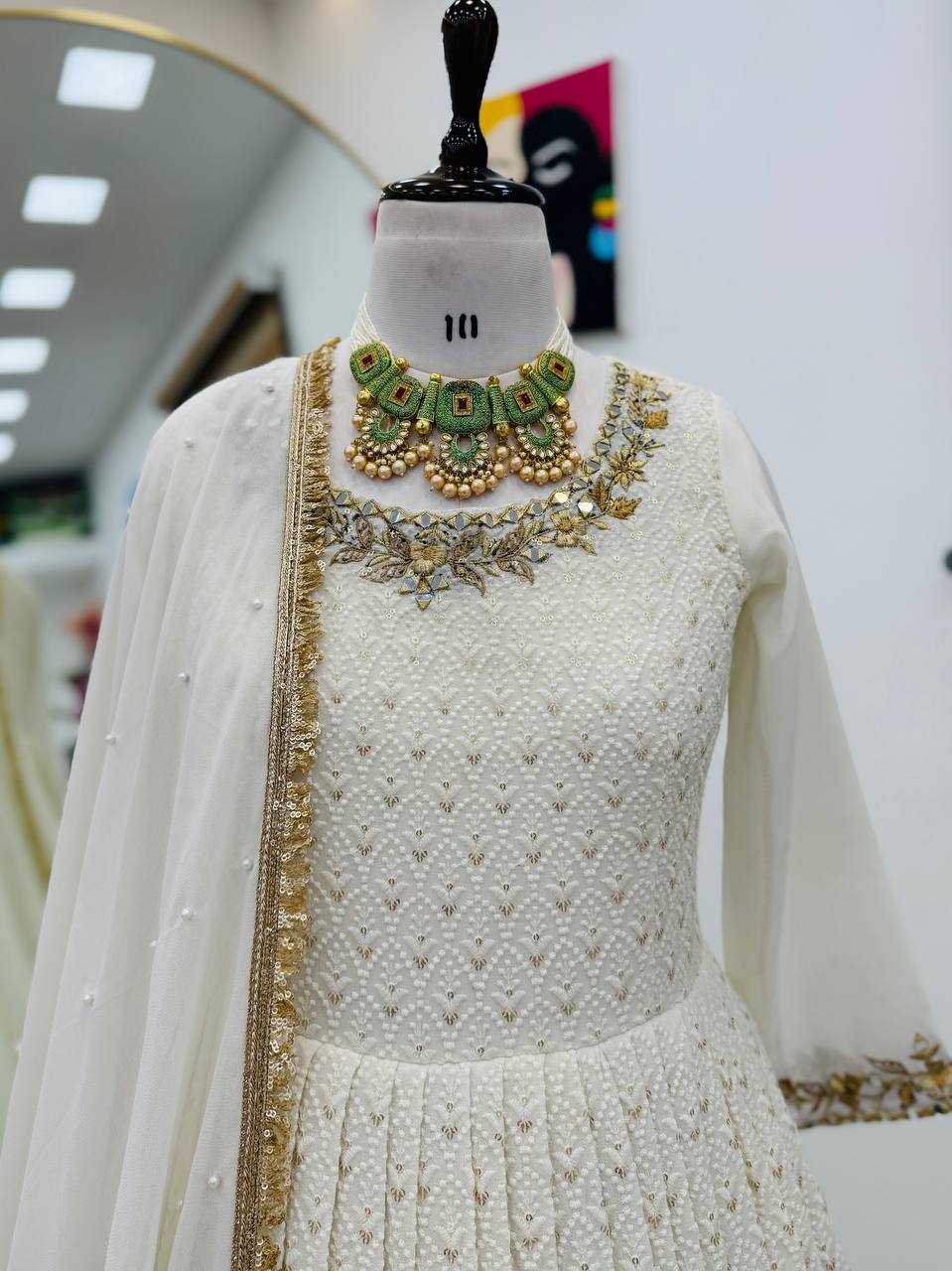 Ynf Faux Georgette KESH158 10100 Gowns Wedding Collections Festive Collections Wholesale Embroidery Gowns Georgette Gown Gown With Dupatta Manufacturer