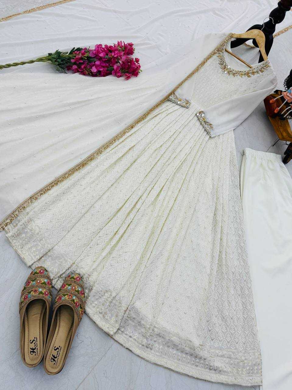 Ynf Faux Georgette KESH158 10100 Gowns Wedding Collections Festive Collections Wholesale Embroidery Gowns Georgette Gown Gown With Dupatta Manufacturer