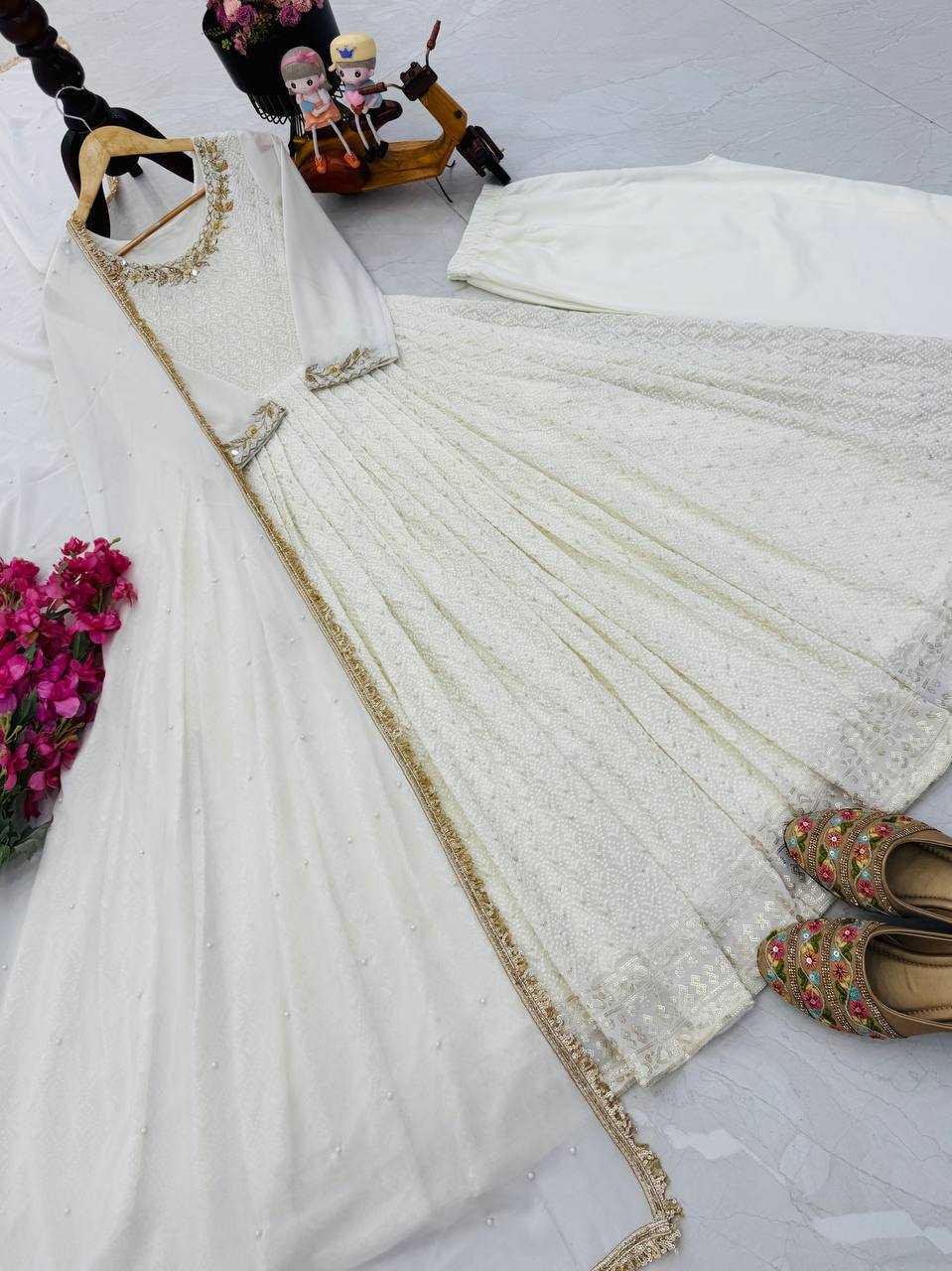 Ynf Faux Georgette KESH158 10100 Gowns Wedding Collections Festive Collections Wholesale Embroidery Gowns Georgette Gown Gown With Dupatta Manufacturer