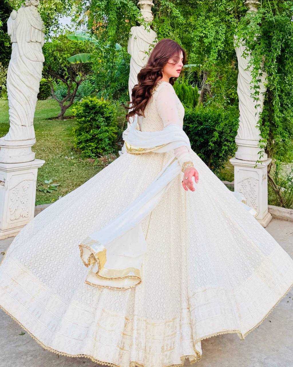 Ynf Faux Georgette KESH158 10100 Gowns Wedding Collections Festive Collections Wholesale Embroidery Gowns Georgette Gown Gown With Dupatta Manufacturer