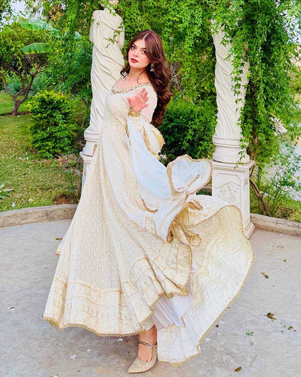 Ynf Faux Georgette KESH158 10100 Gowns Wedding Collections Festive Collections Wholesale Embroidery Gowns Georgette Gown Gown With Dupatta Manufacturer