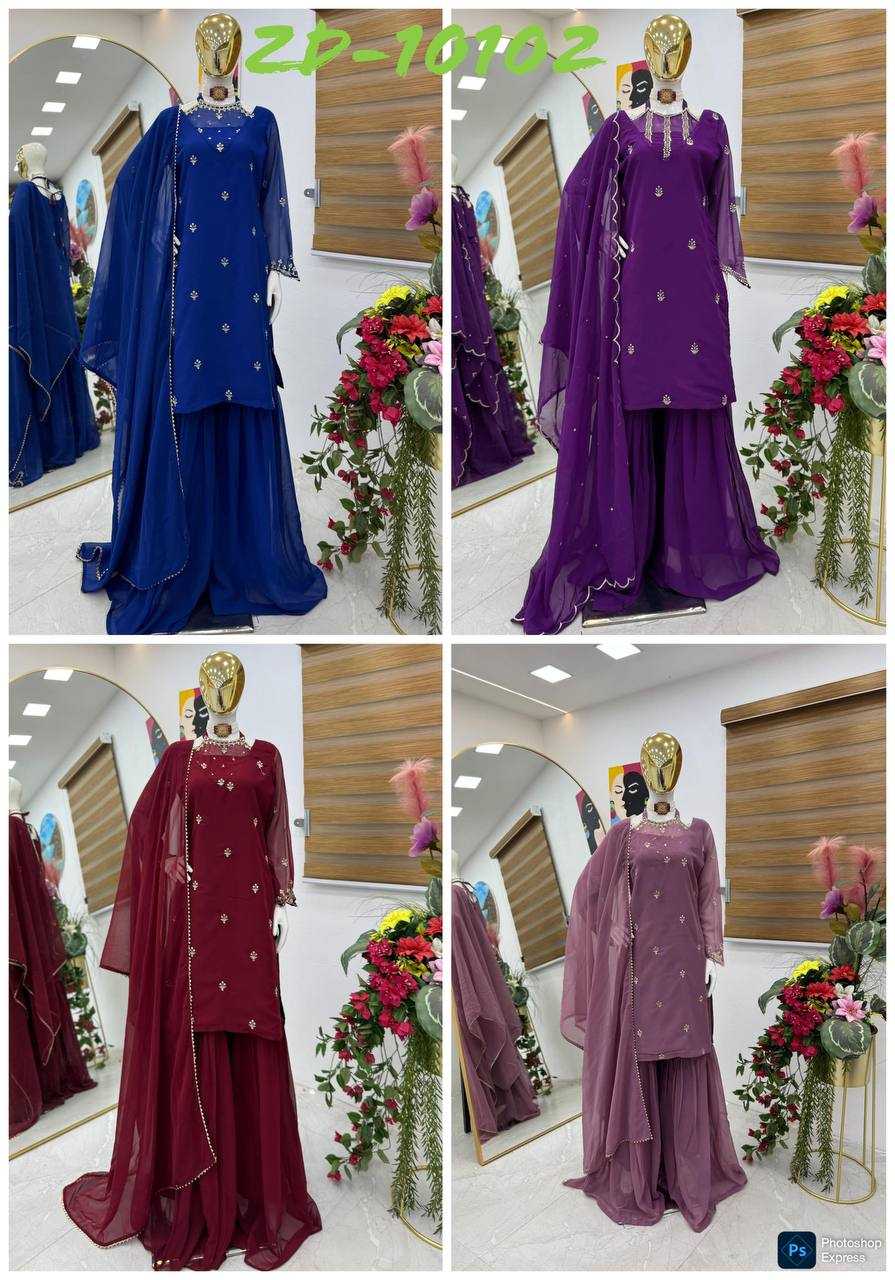 Ynf Faux Georgette KESH158 10102 Suits & Dresses Wedding Collections Festive Collections Wholesale Embroidery Suits Palazzo Suit Georgette Suit Manufacturer